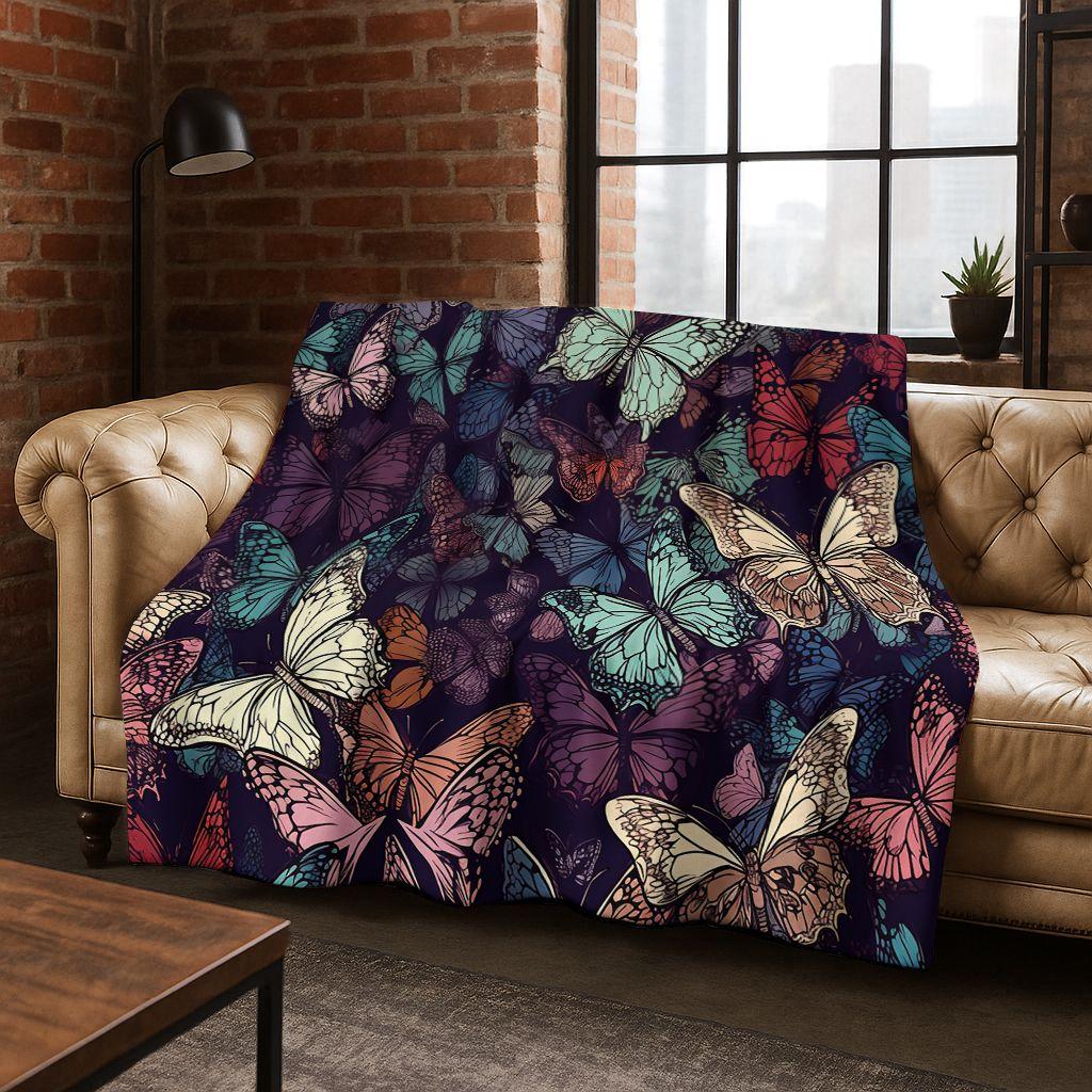26 Style Dream Butterfly Flower Cartoon Flannel Blanket,Cozy Soft Throw Blanket for Home Bedroom Bed Sofa Picnic Cover Gift Kids