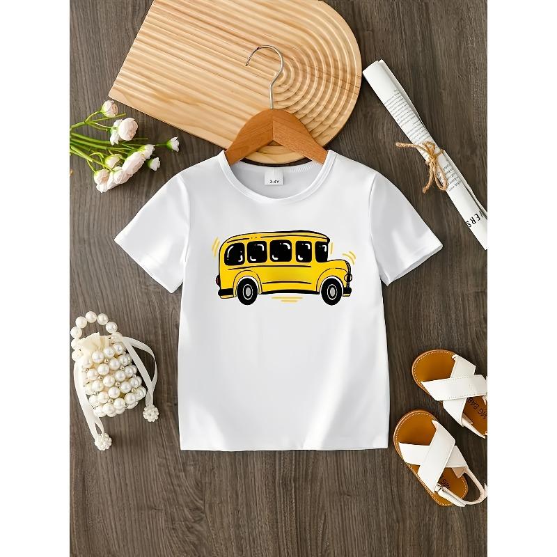 European sizes Fun and trendy short-sleeved printed T-shirt for boys on school buses