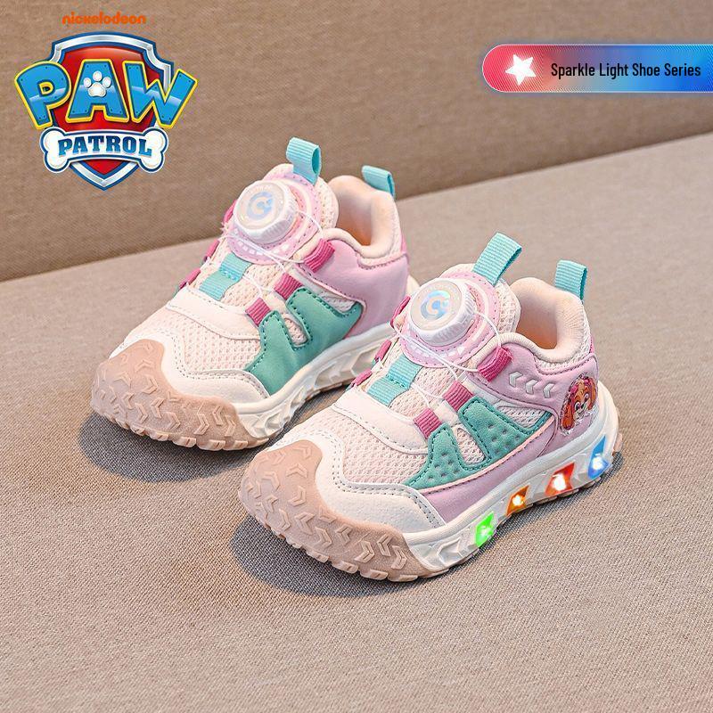 Paw Patrol Girls' Luminous Flashing Light Sneakers - Colorful and Comfortable Autumn Style Sports Shoes