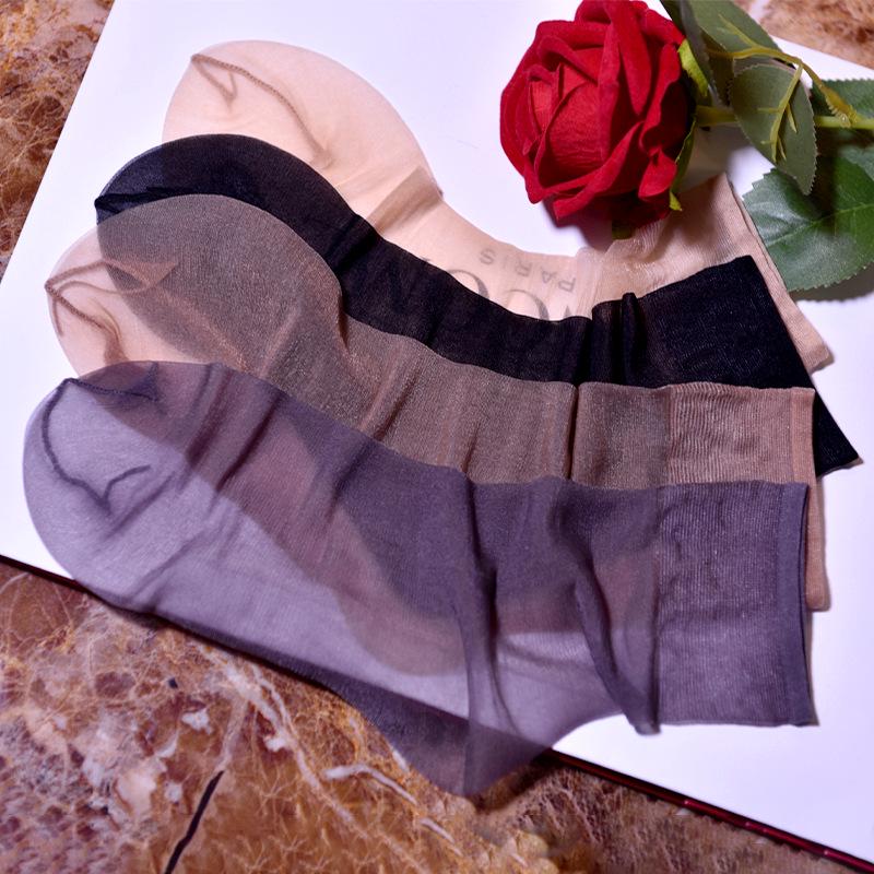 3 Pairs of Crystal Silk Ultra-Thin Transparent Toe Stockings for Women