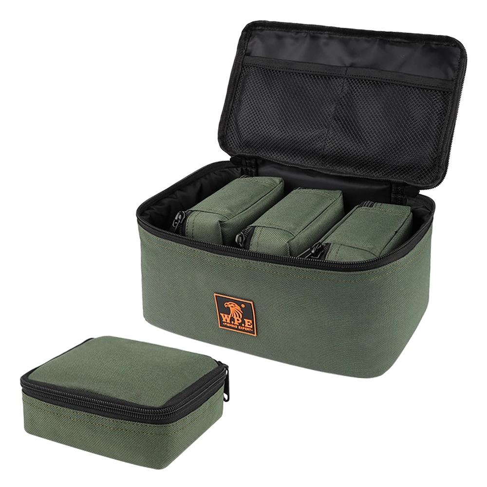 1Set 600D Fishing Tackle Bag with 4 Small Pouche Wear-resistant Fishing Reel Lure Storage Bag Pouch Fishing Tackle Organizer Bag