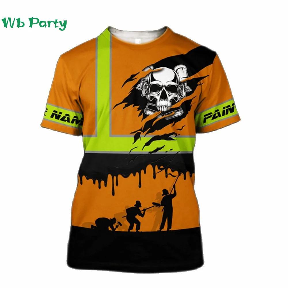 Camiseta de Verano Nueva para Hombre Estilo Pintor Personalizada Moda Cuello Redondo Holgada Manga Corta Tallas Grandes Tops Personalizados Regalos para el Día del Padre
