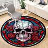 1pc Skull Roses Office Round Area Rug, Under Office Chairs Bedroom Living Room Home Decor, Room Deco