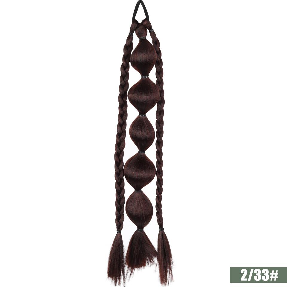 Queue de cheval synthétique à bulles Élastique Style Tresse Queue de cheval Extension de cheveux Perruque Convient aux Femmes Filles Port quotidien