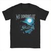Maglietta Grafica Divertente da Uomo Bomboclat Pesce Meme Cotone Puro Nero Manica Corta Camicia Casual con Audace Stampa Pesce Bianco Blu