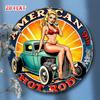 D Flat Pc Vintage Hot Rod PinUp Girl Classic Car Retro Americana Metal Wall Art MidCentury Modern IndoorOutdoor