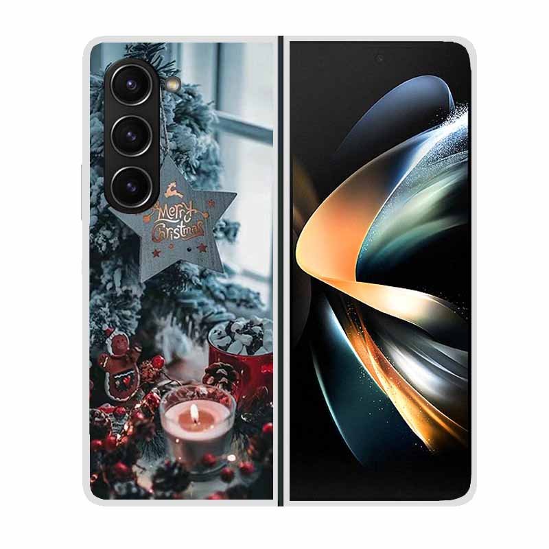 Christmas Cover For Samsung Galaxy Z Fold 5 5G Cases ZFold3 4 2 Clear Plastic Hard Back Cases For Samsung Z Fold 3 Phone Covers