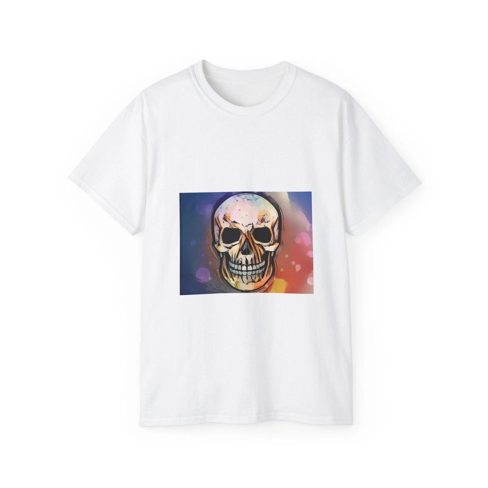Skeleton Skull Bones Colorful Face Halloween | Custom Graphic T-Shirt S