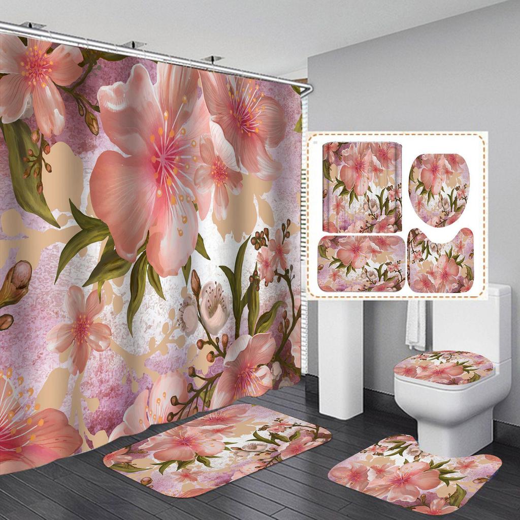 Xiyin Waterproof High Definition Shower Curtain Set - Four-Piece, No-Drill Partition for Bathroom or Hotel.