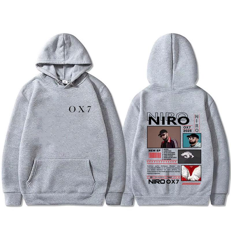 Rapper Niro OX7 Album Grafikdruck Hoodie Herren Damen Hip Hop Mode Popmusik Streetwear Männlich Vintage Lässig Übergroße Hoodies