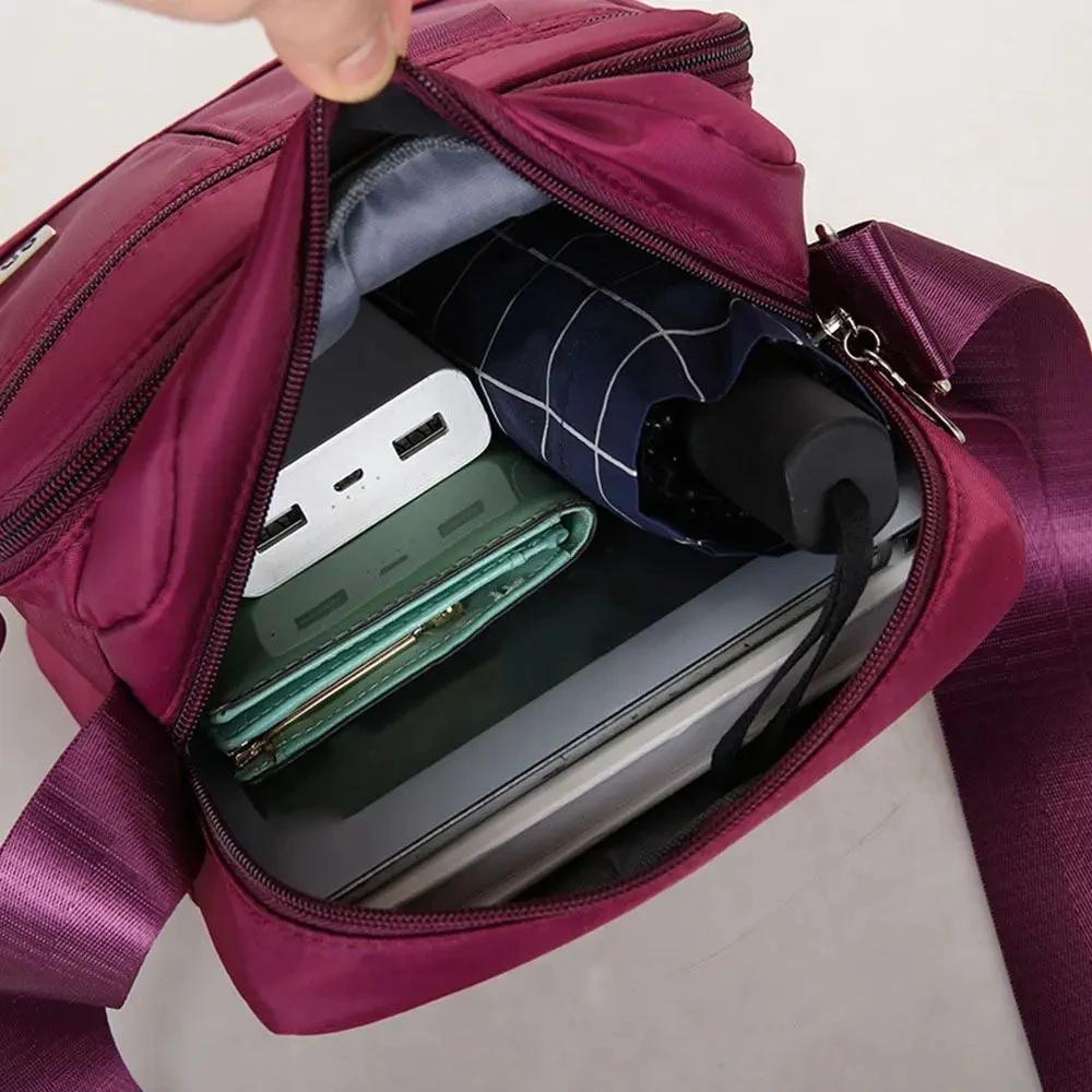 Waterproof Shoulder Bag Women's Nylon Square Purse Lightweight Crossbody Cell Phone Messenger Wallet Bag With Multi Pockets