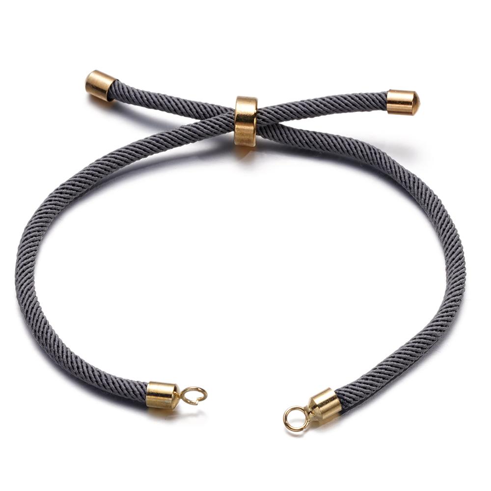 1pc Adjustable Nylon Braided Twisted Cords Slider Friendship Bracelets with Brass Cord End for Jewelry Making DIY Findings