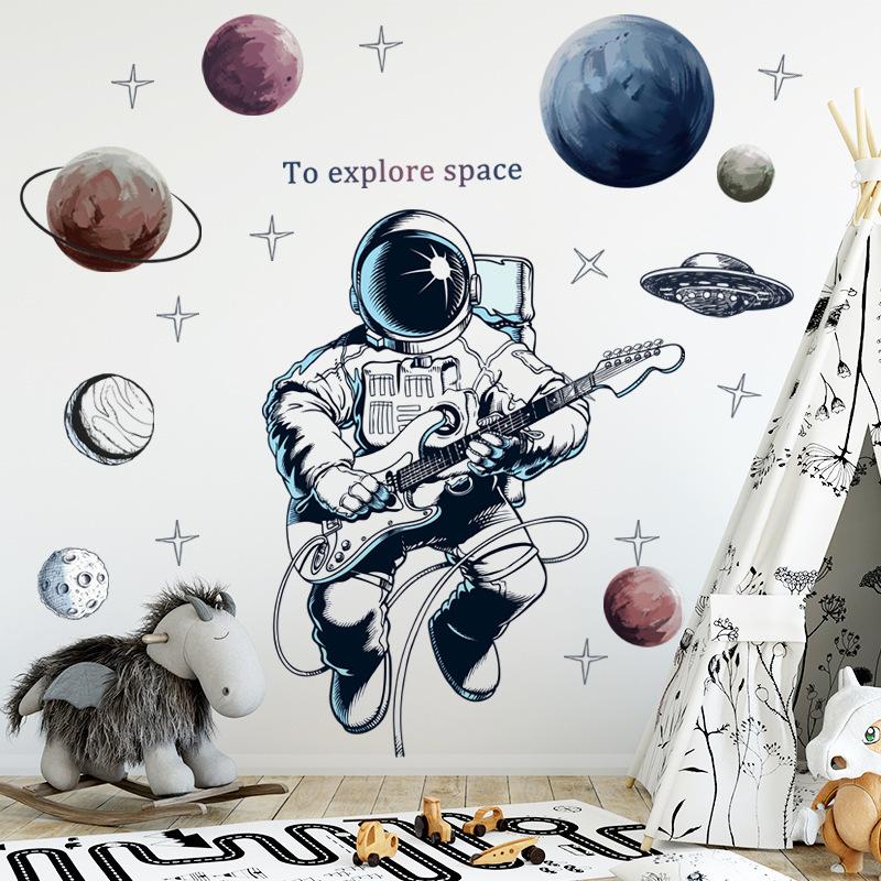 Astronaut Wall Stickers For Kids Room Nursery Kindergarten Decor Art Remvable Pvc Tile Decals