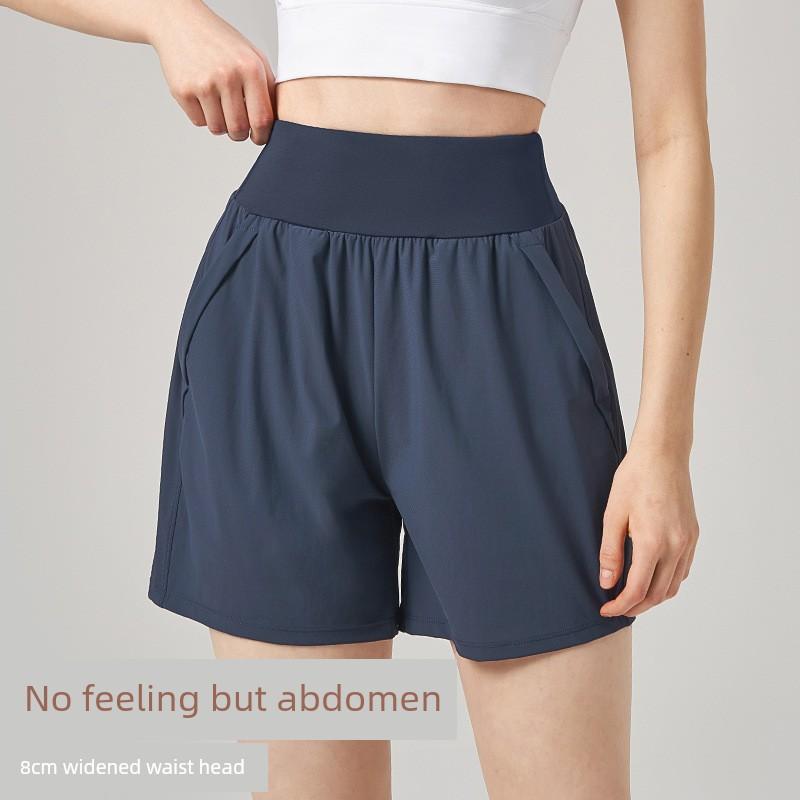 Summer Thin High Waist Internet Celebrity Running Shorts Women's Professional Fitness Training Pant Quick-Drying Loose Sweat-Absorbing Fifth Pants