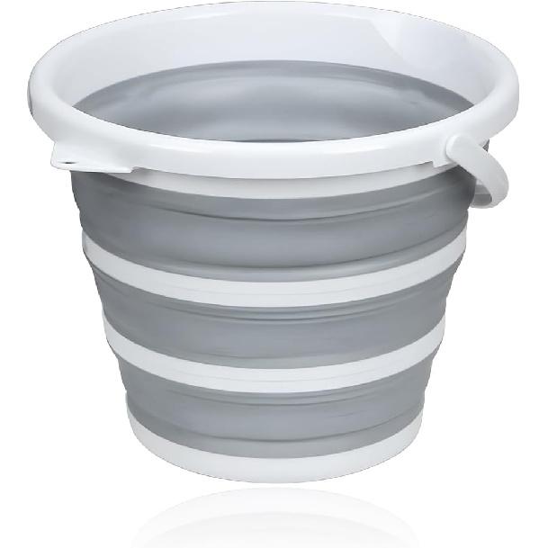 Collapsible Bucket, 1.3 Gallon/ 5L Foldable Square Tub Compact Wash Basin, Multipurpose Wash Bin for Household Outdoor Car Washing, Portable Plastic