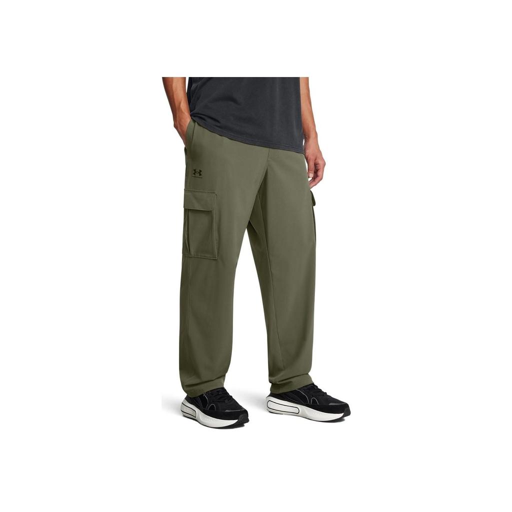 Under Armour Logo Print Lace-Up High-Waisted Straight-Leg Casual Pants Men pants Army-Green 1386558-390