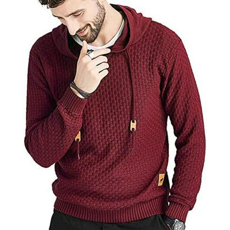 Zaitun Men's Long Sleeve Knitted Hooded Sweatshirt