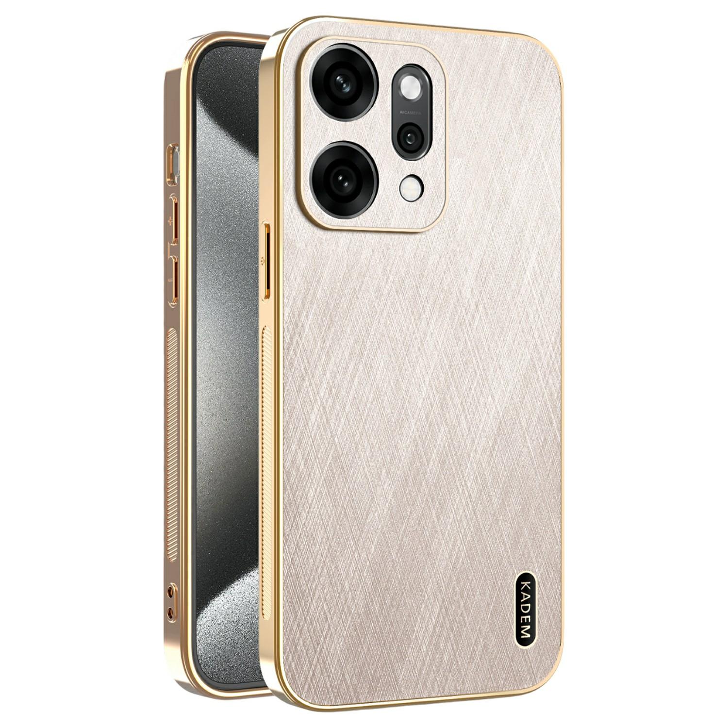 

KADEM For Oppo Reno14 5G (Global) Case Electroplating Silk Texture PU+TPU Phone Back Cover Gold