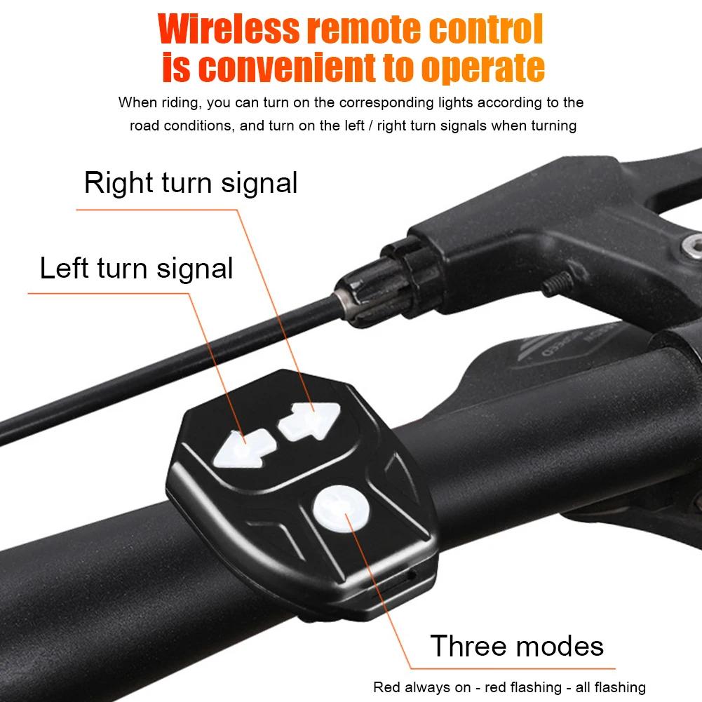 Wireless Turn Signal Rear Lamp Bike Horn Alarm USB Rechargeable Bicycle Warning Tail Light Remote Control for Night Riding