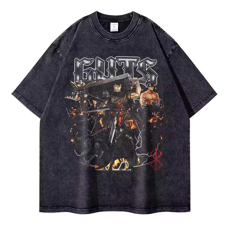 Gewaschenes Anime Kenpuu Denki Arrival Herrenbekleidung T-Shirt Homme Grafik T-Shirts Herren T-Shirt für Herren Ropa Hombre