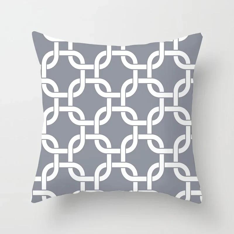 Home Decor European Grey Pillowcase Geometric  Sofa Cushion Cover Hotel Outdoor  Car Chair