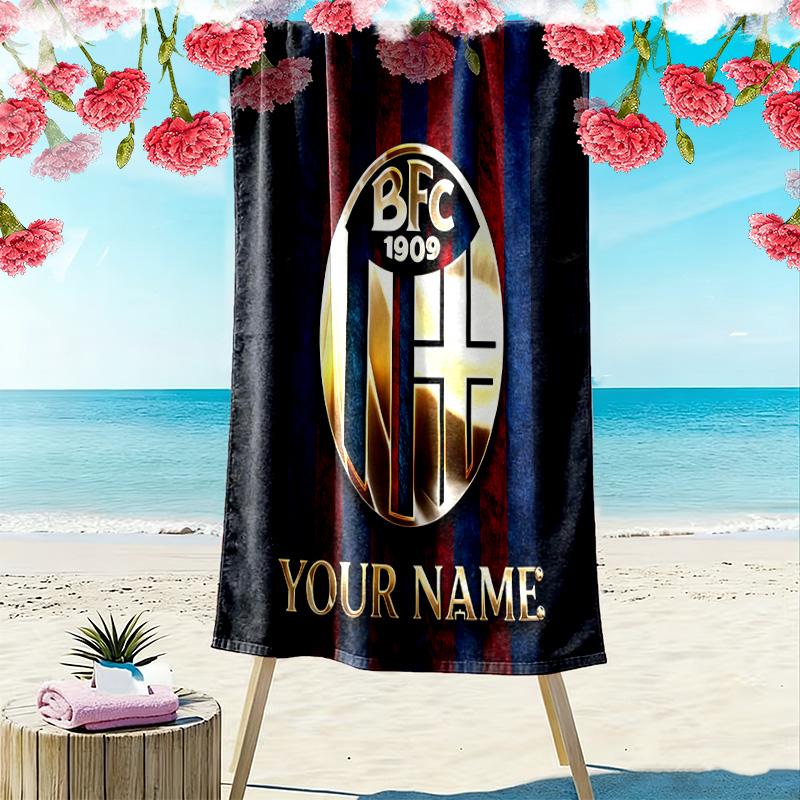Bologna Fc Custom Name Print Beach Towel Large Soft Quick Dry Towel For Beach Camping Swimming