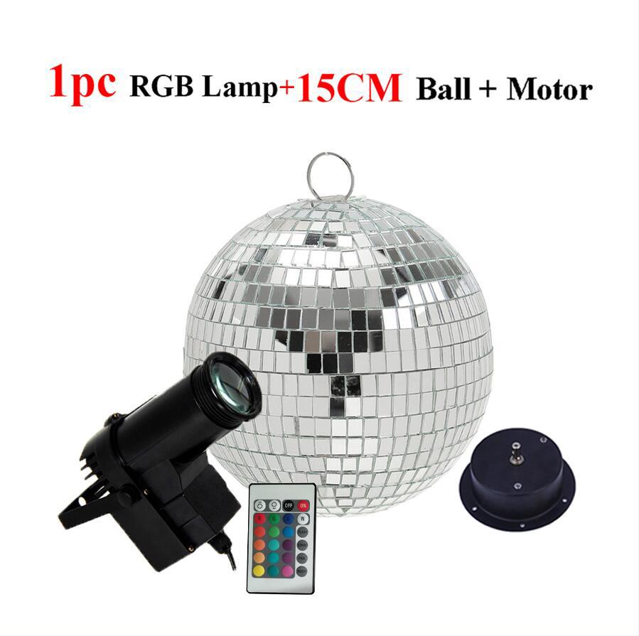 Disco Ball with Motor 8/10/12" Hanging Mirror Ball Rotating Motor with RGB Pinspot Lamps for Club Disco Party Wedding Decor