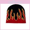Street Style Knitted Cap For Men With Flame Pattern And Letter Details For Outdoor Cold Weather
