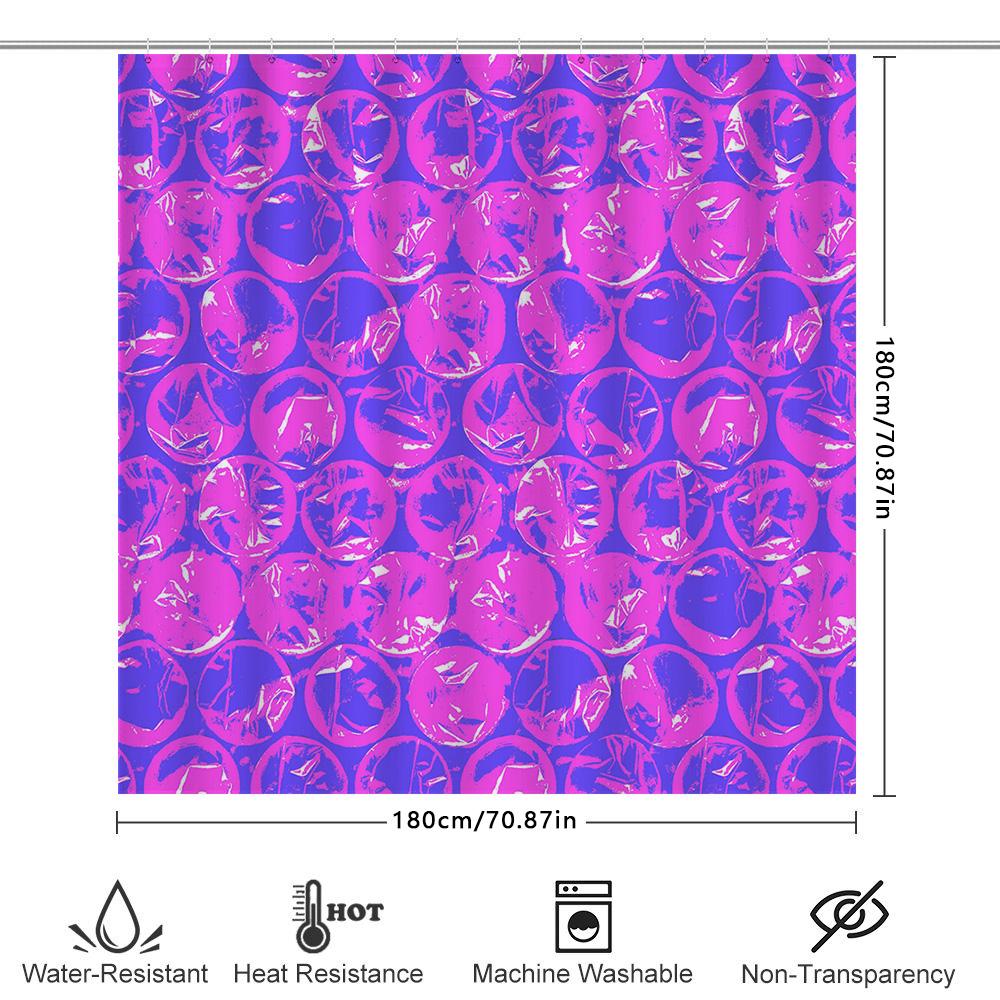 Purple Pink Pop Art Style Bubble Bath Shower Curtain Waterproof Fabric Home Decor Modern Bathroom Decoration 72X84In
