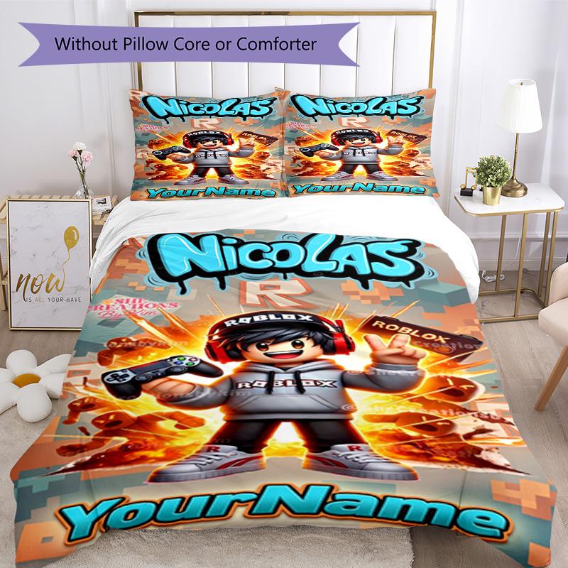 Roblox 414 Customize your name Bedding Set Breathable Duvet Cover with Pillowcases Home Decoration Birthday Gift
