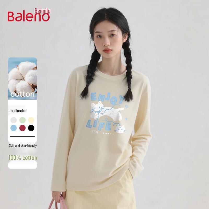 Baleno Women's 2025 Pure Cotton Loose Fit Long Sleeve Cat Print Top