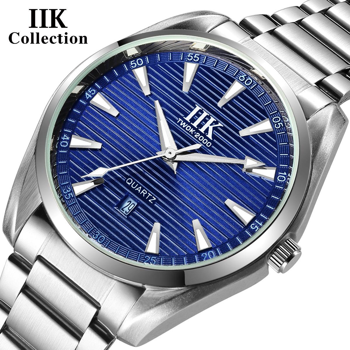 

IIK Новые модные мужские часы, разноцветные кварцевые водонепроницаемые мужские наручные часы со стальным ремешком, часы-календарь