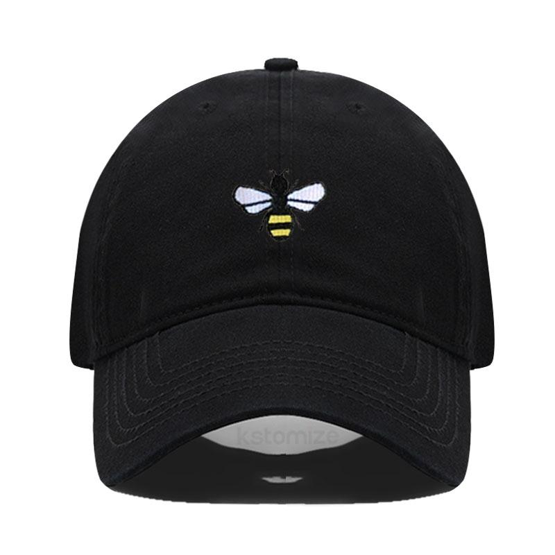 Washed Cotton Honeybee Embroidery Baseball Caps For Men Women Dad Hat Adjustable Snapback Cap Dropshipping