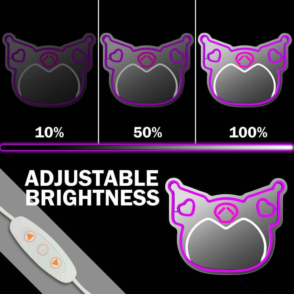 Anime Mirror Neon Sign Dimmable Led Neon Mirror Sign for Dresser Room Decor Anime Wall Mirror Neon Light Up Acrylic Mirror Bedroom Wall Locker Room