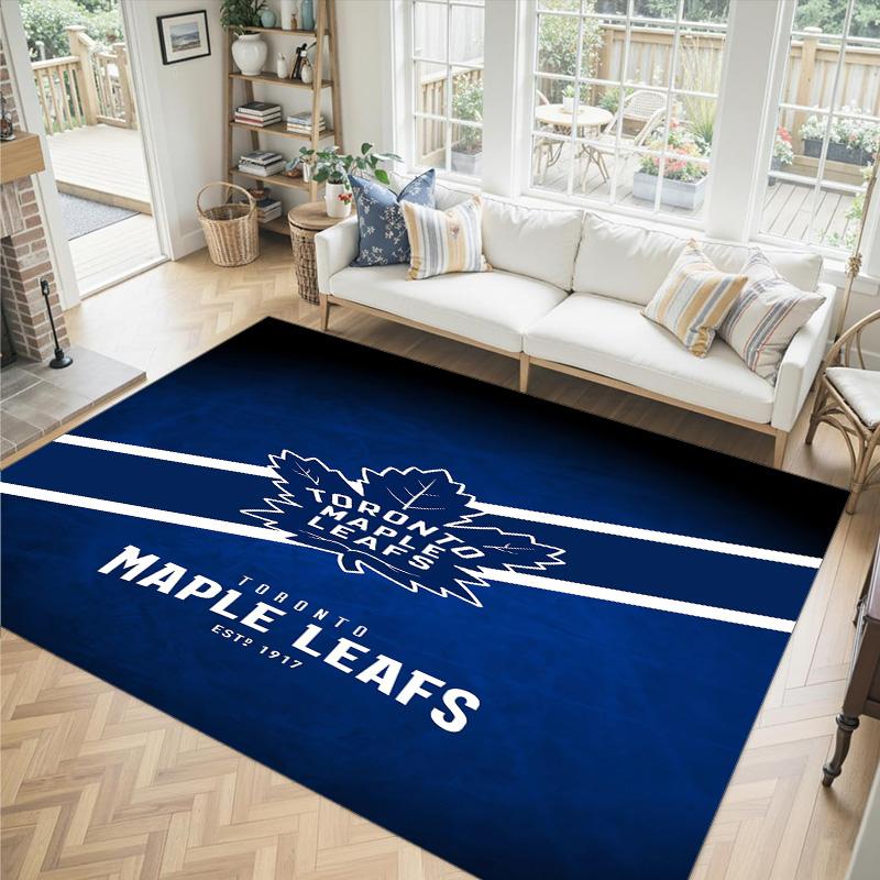 Toronto Maple Leafs Design Crystal Velvet Carpet Cozy Non?Slip Printed Rug For Bedroom Living Room Entrance