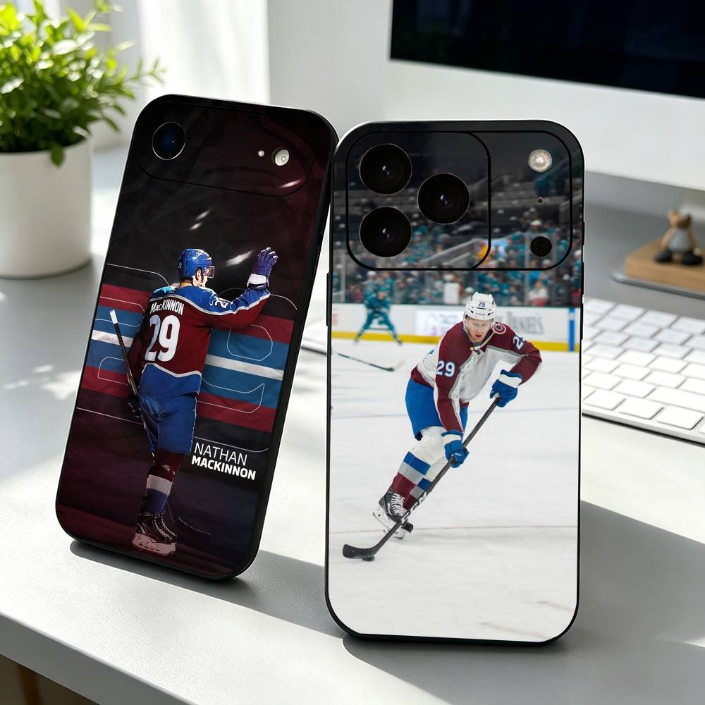 Coque de téléphone pour joueur de hockey Nathan MacKinnon en silicone souple pour iPhone 17 16 15 14 13 12 11 X XR Plus Pro Max Plus
