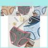 Stylish Mid Rise Color Block Striped Women's Underwear Comfortable Cotton Blend Fabric