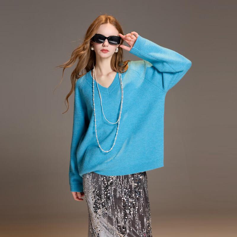 Sancai 2025 Winter Relaxed Fit V-Neck Knit Pullover Sweater