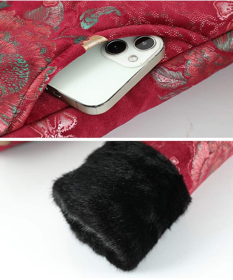 Winter Cotton Jacket for Elderly Women, Plus Velvet Thickened, Chinese Style, Ideal for Women Aged 70-80.