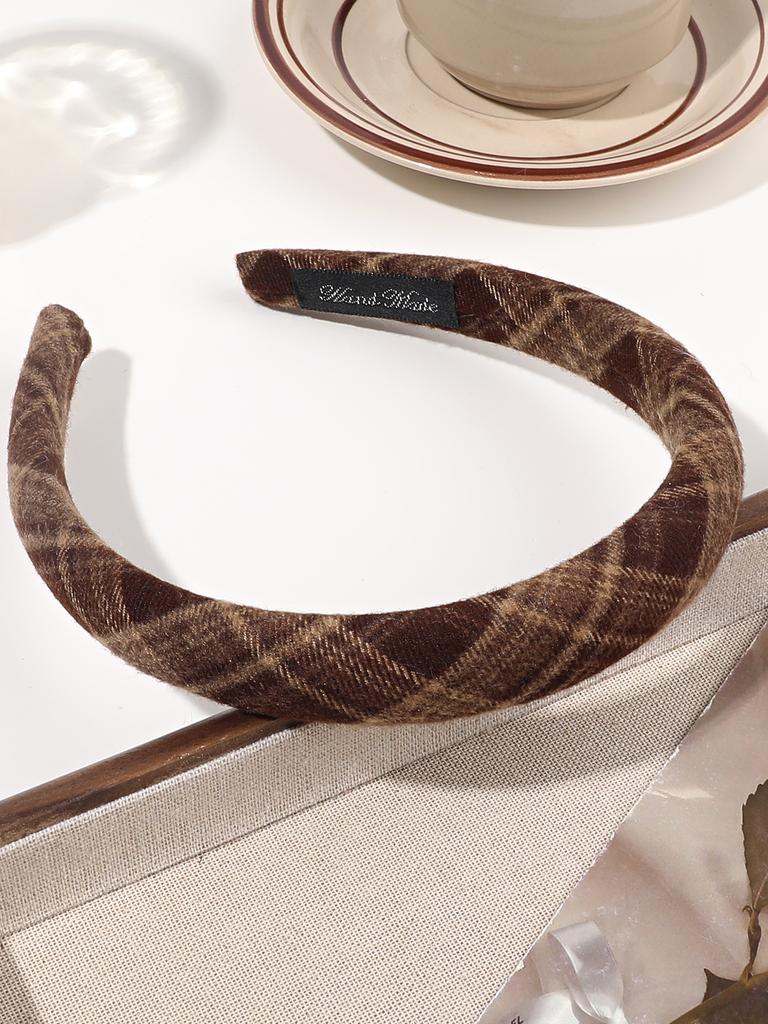 1 Pcs Fashion Plaid Headbands for Women Girls,Vintage Velvet Headband,Leopard Headbands,Non Slip Padded Headbands