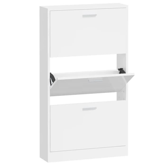VidaXL Armoire à chaussure Blanc brillant 59x17x108 cm Bois ingénierie 342530