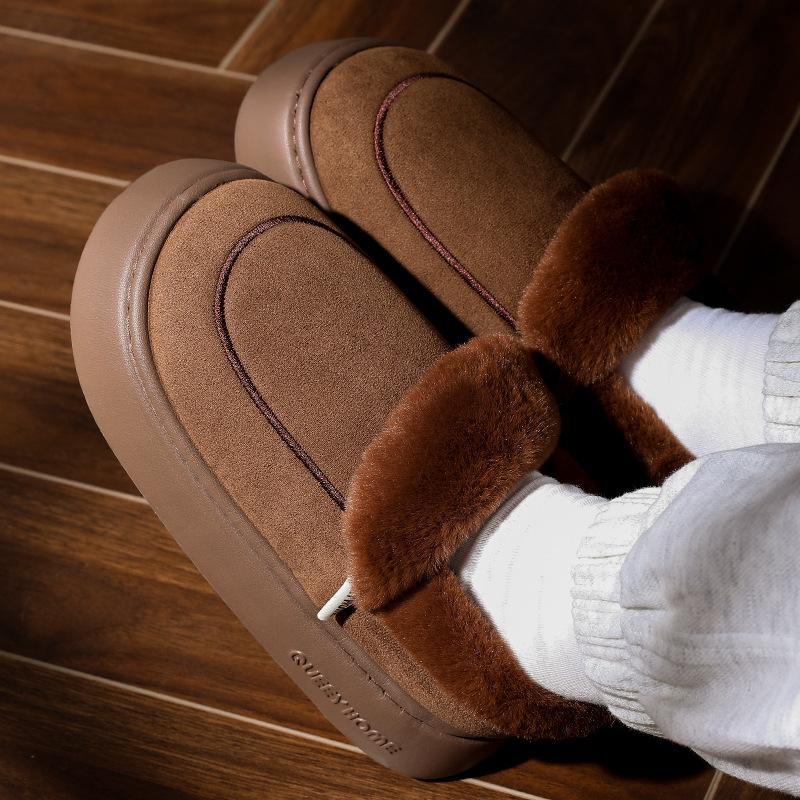 2025 New Cotton Slippers Women's Autumn and Winter Indoor Home Bag and Thick-soled Plush Cotton Slippers Men's Winter Wear