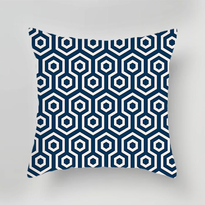 Geometric Simple Blue Print Pillow Case Office Sofa Cushion Cover Luxury Home Decor Cushion Cover