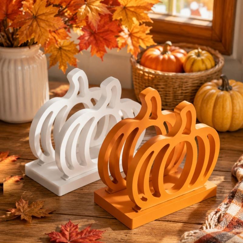 Silicones Pumpkin Napkin Holder Molds Set for Epoxy Resins Clay Cements and Waxes, Tissue Holder Casting Molds for Autumn Desktop Decors Projects
