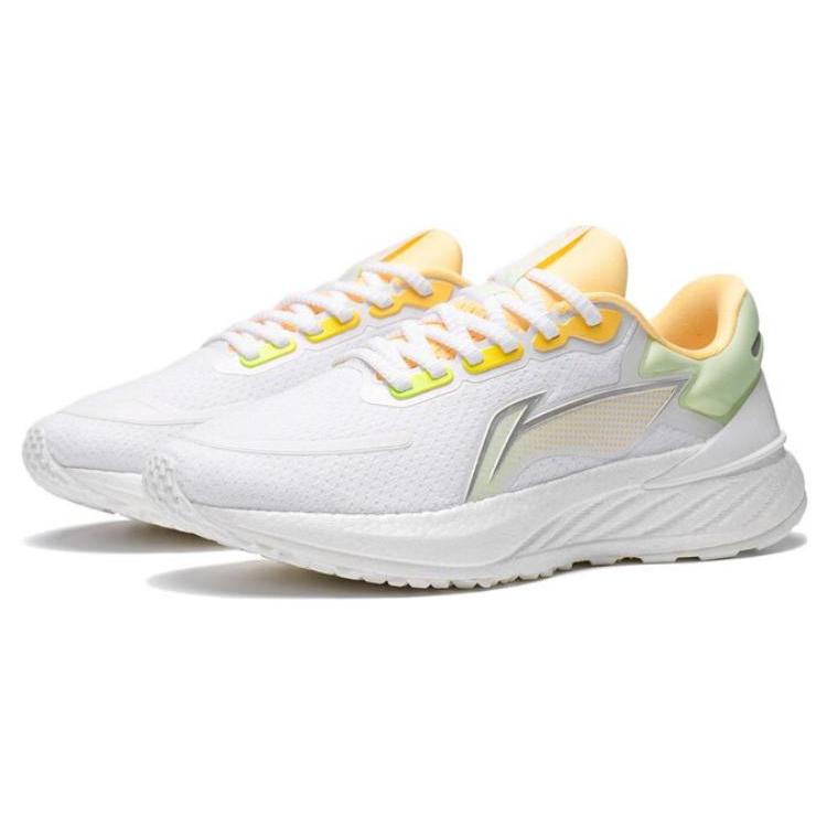 New LiNing YueYing 2.0 Cushioning Slip Resistant And Abrasion Resistant Low Top Running Shoes Women's White Green Orange ARHT002-1
