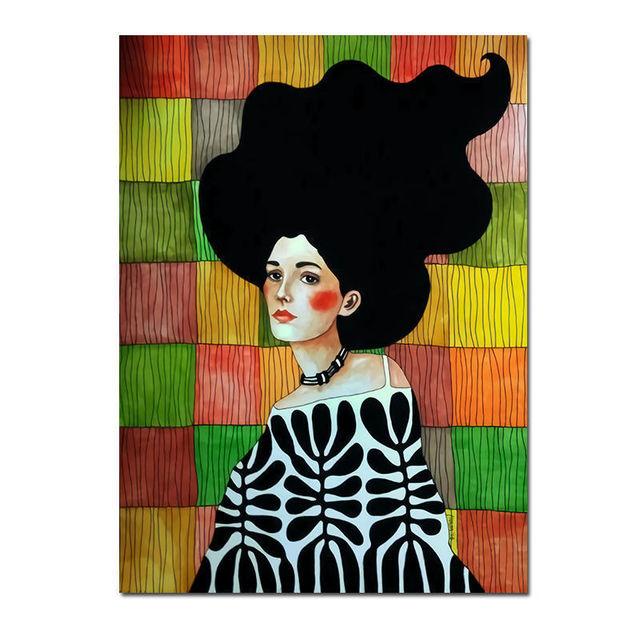 Nordic Abstrakte Mädchen Blume Vogel Leinwand Malerei Poster Drucke Vintage Wand Kunst Bild für Wohnzimmer Wohnkultur Cuadros Kein rahmen