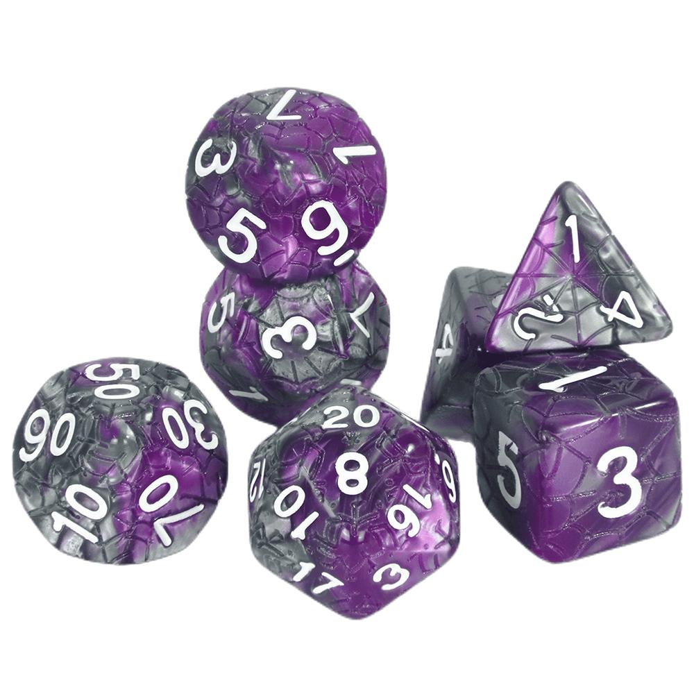 Sada mnohostěnných kostek 7ks Míchání barevných kostek s pavučinou pro deskové hry DND a deskové hry na hrdiny