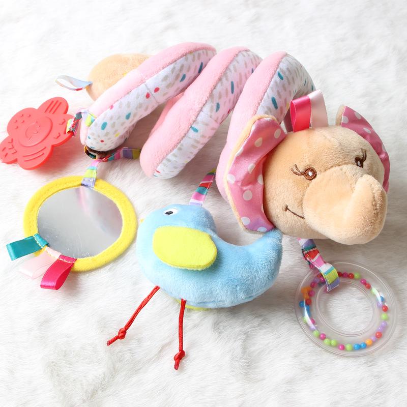 Baby Elephant Animal Bed Wrap with Bell and Mirror Toy, Ages 0-1