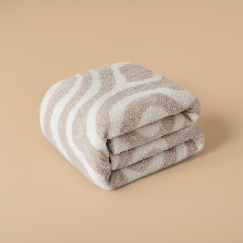 Plush Printed Checkered Blanket, Soft and Fluffy Sofa Blanket, Air Conditioning Blanket, Double Sided Blanket 100X150CM бежевый