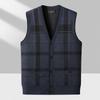 Men's Sweater Vest Casual Sleeveless Knit Jackets Men Fashion Plaid V-neck Cardigans Man Clothes Knitted Waistcoat